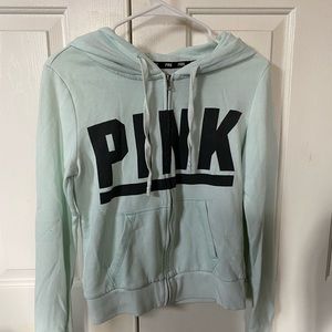 Pink Victoria secret mint green zip up hoodie. size S